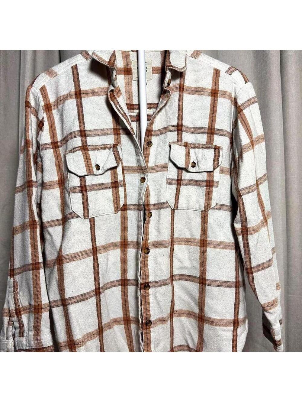 Billabong Cream Flannel Plaid Shacket